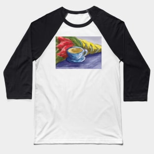 RED TULIPS WITH TEACUP Baseball T-Shirt